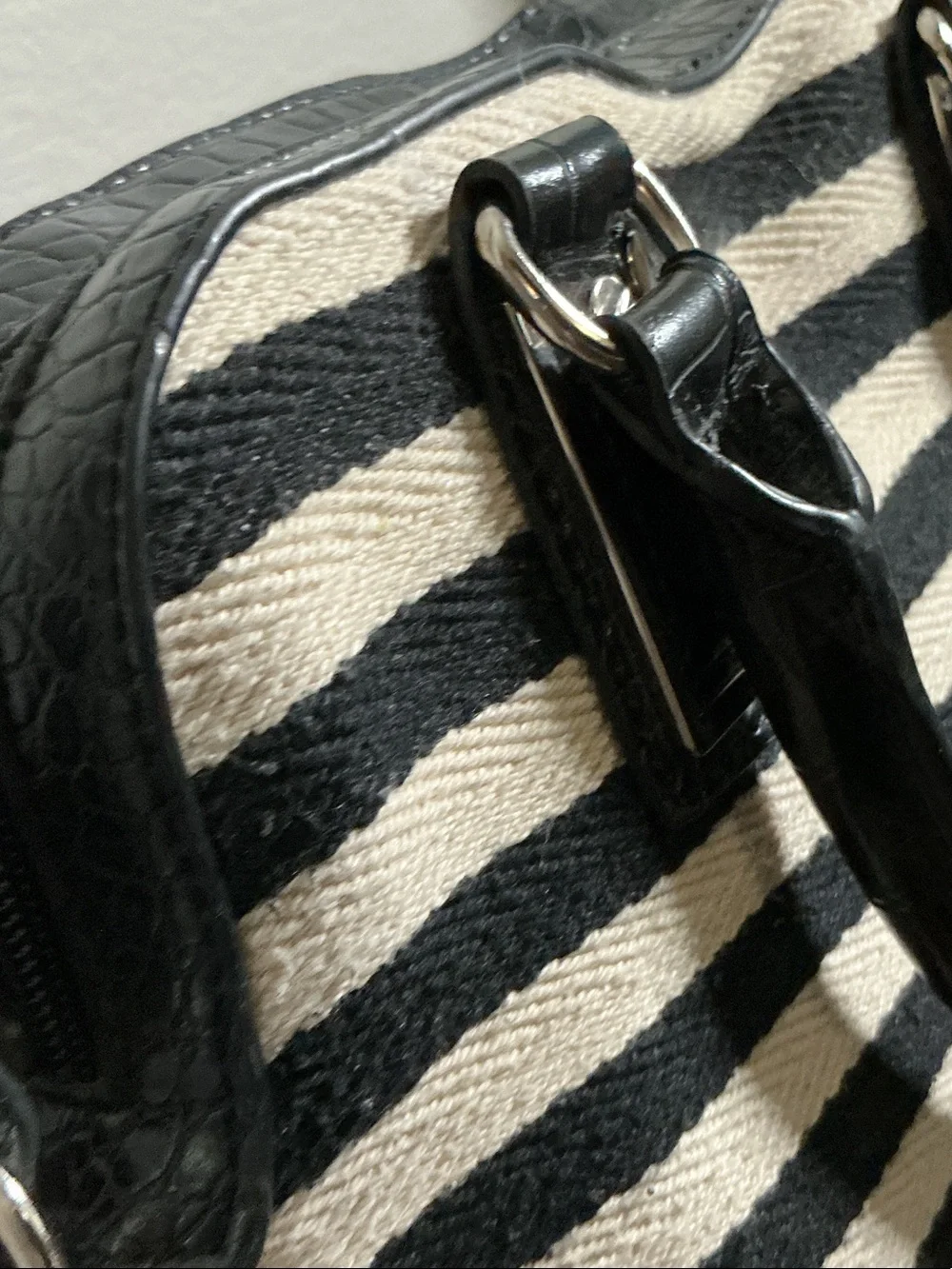 Dana Buchman Black White Straw Satchel Crossbody Bag Woven Top Handle Resort